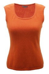 Cashmere vest - camisole - round neck tank top orange - SEMON Cashmere