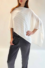 White cashmere poncho Multiway - SEMON Cashmere