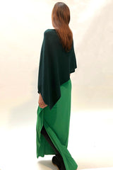 Bottle green cashmere poncho Multiway SEMON Cashmere