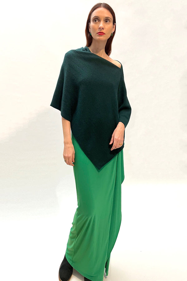 Bottle green cashmere poncho Multiway SEMON Cashmere