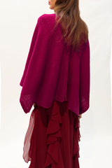 Cherry pink cashmere poncho Multiway - SEMON Cashmere