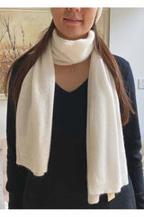 Women's ladies White cashmere scarf | SEMON Cashmere