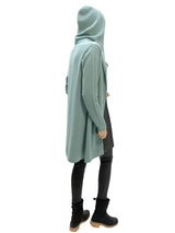 Long Cashmere Cardigan with hood, Cardi in Green duck egg SEMON Cashmere