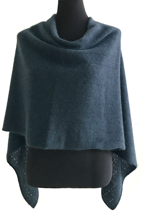 Ink navy cashmere poncho Multiway - SEMON Cashmere