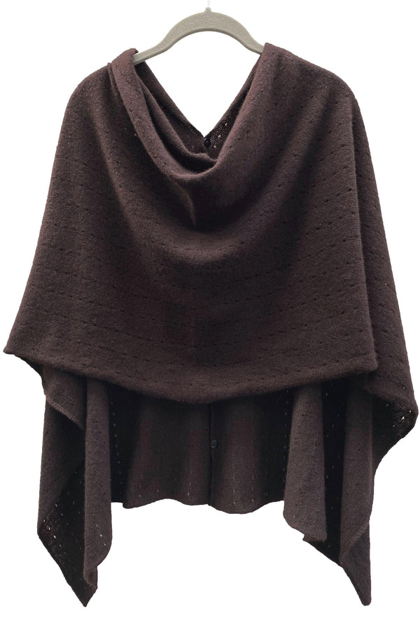 Chocolate brown Cashmere Poncho London UK, Women Wrap, Multiway damen Cape, Shawls, Scarf, shawl, cardigan, light weight poncho sale | SEMON Cashmere