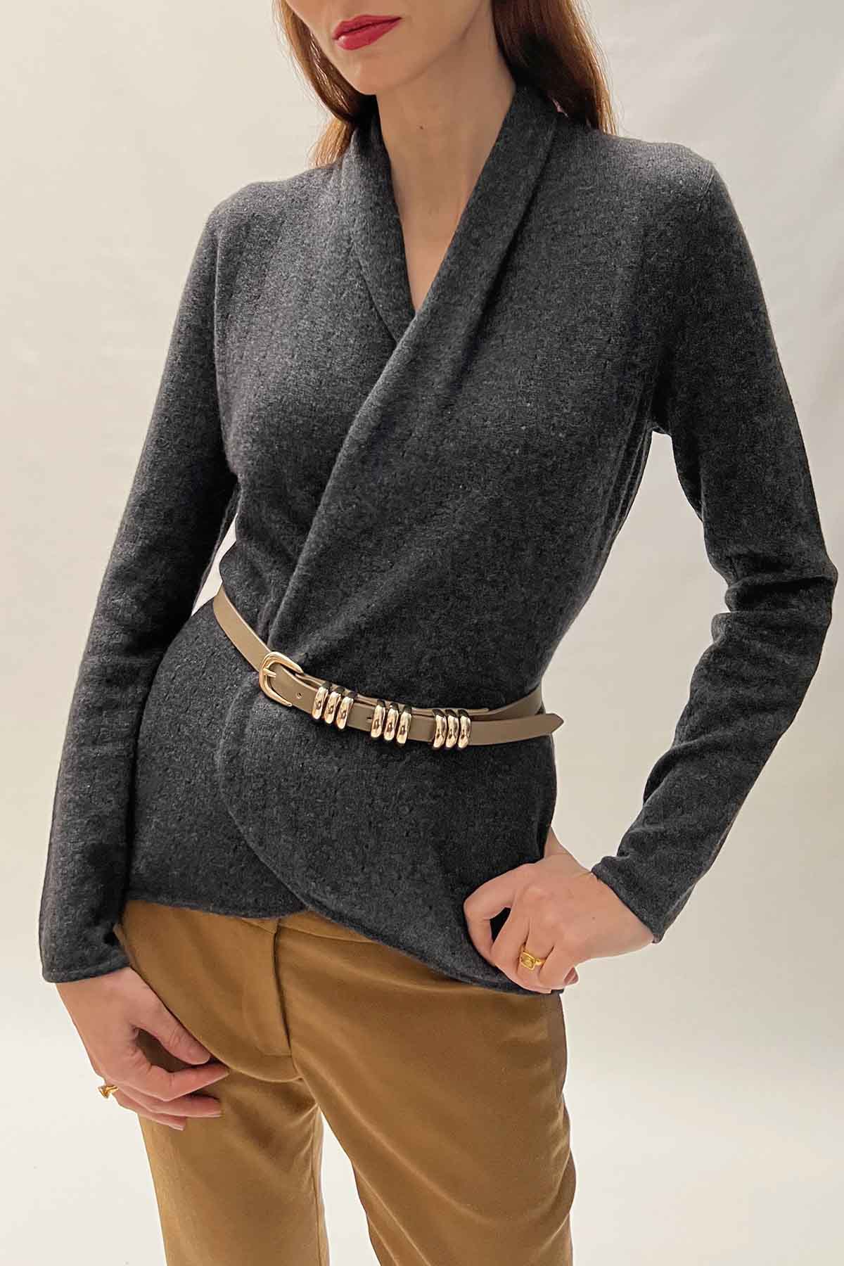 Charcoal grey Cashmere Cardigan - Lacy - SEMON Cashmere