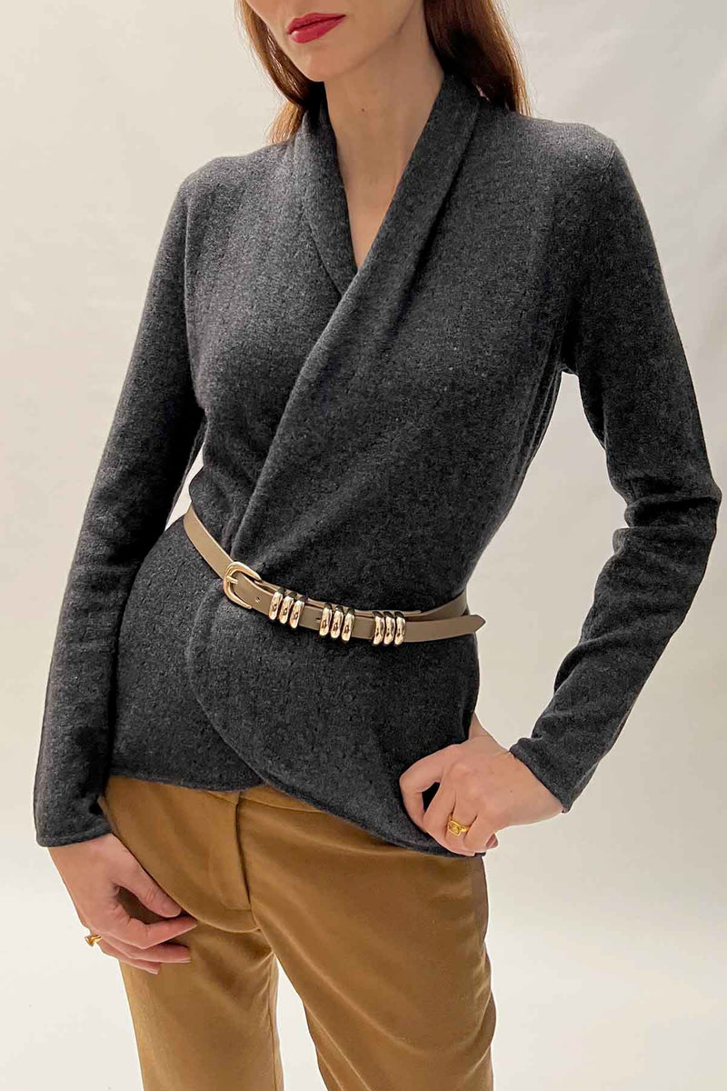 Charcoal grey Cashmere Cardigan - Lacy - SEMON Cashmere