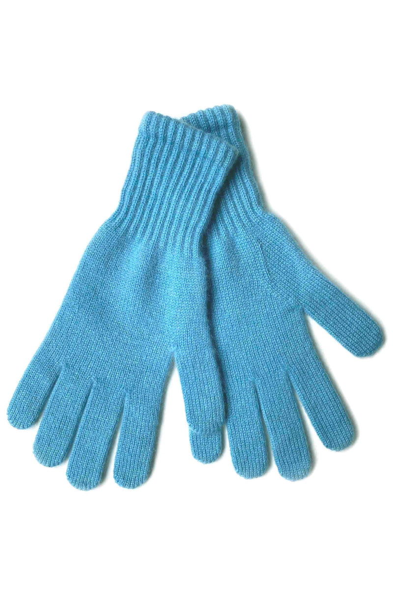 Womens 100% pure cashmere gloves in sky blue | SEMON Cashmere