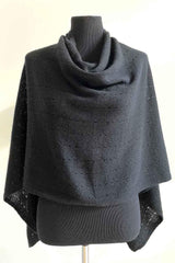 Black Lacy Multiway cashmere poncho - SEMON Cashmere
