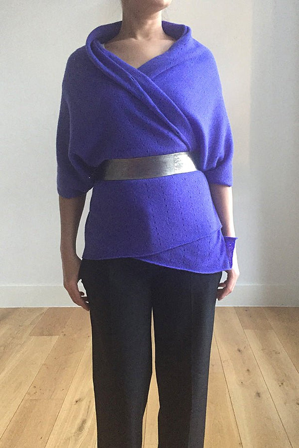 Blue purple Multiway cashmere poncho - SEMON Cashmere