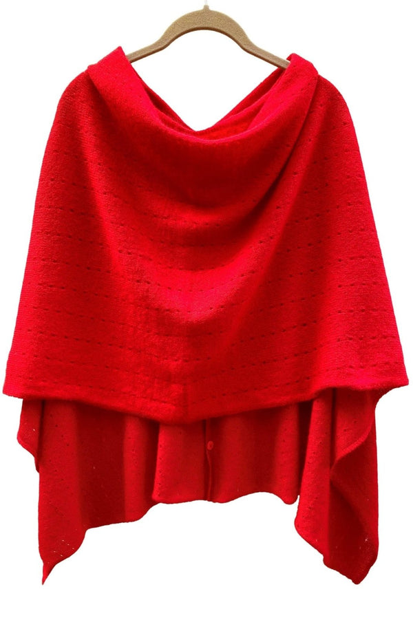 Bright red Lacy Multiway cashmere poncho - SEMON Cashmere