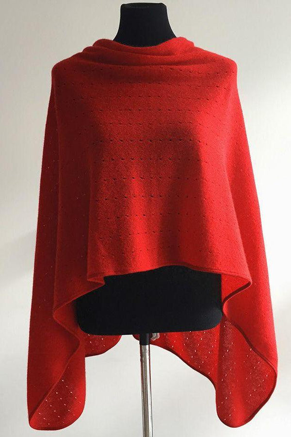 Bright red Lacy Multiway cashmere poncho - SEMON Cashmere