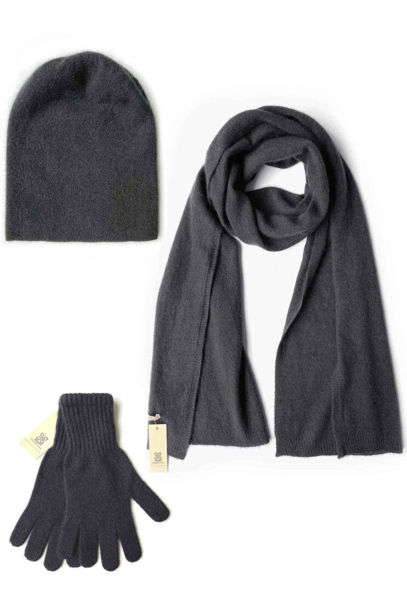 Bundle offer for women's cashmere hat, scarf and gloves in black - SEMON Cashmere