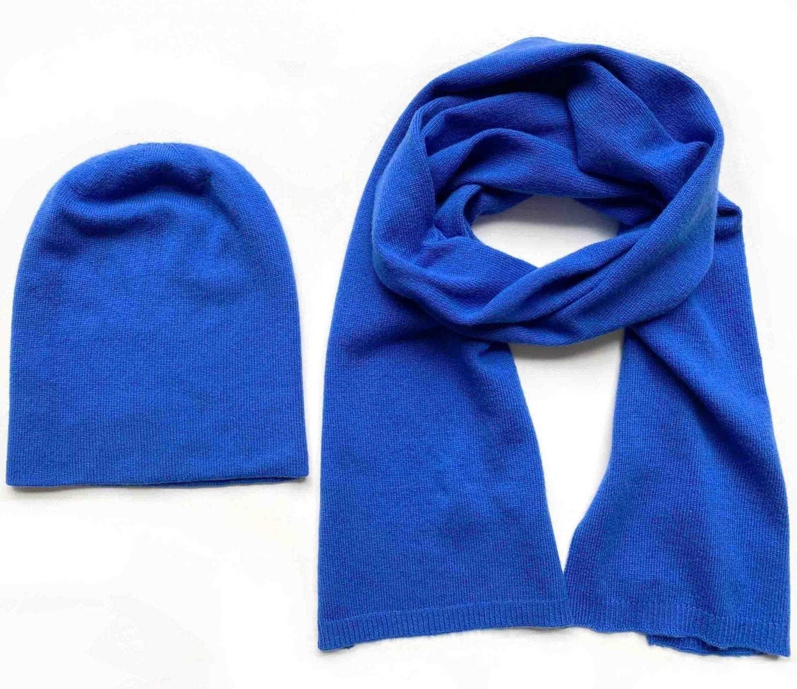 Bundle offer for women's cashmere hat, scarf and gloves in Royal blue - SEMON Cashmere