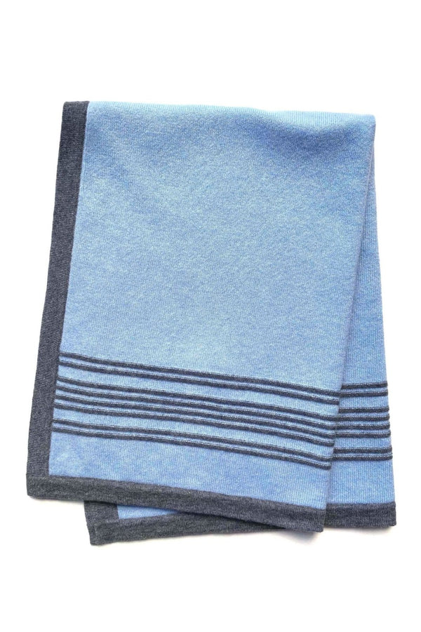 Cashmere baby blanket for boys in blue and grey - SEMON Cashmere
