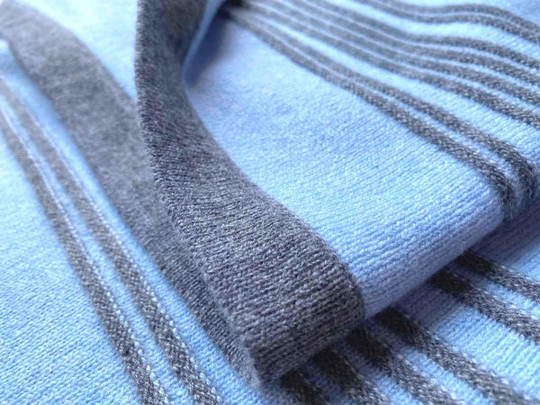 Cashmere baby blanket for boys in blue and grey - SEMON Cashmere