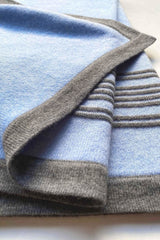 Cashmere baby blanket for boys in blue and grey - SEMON Cashmere