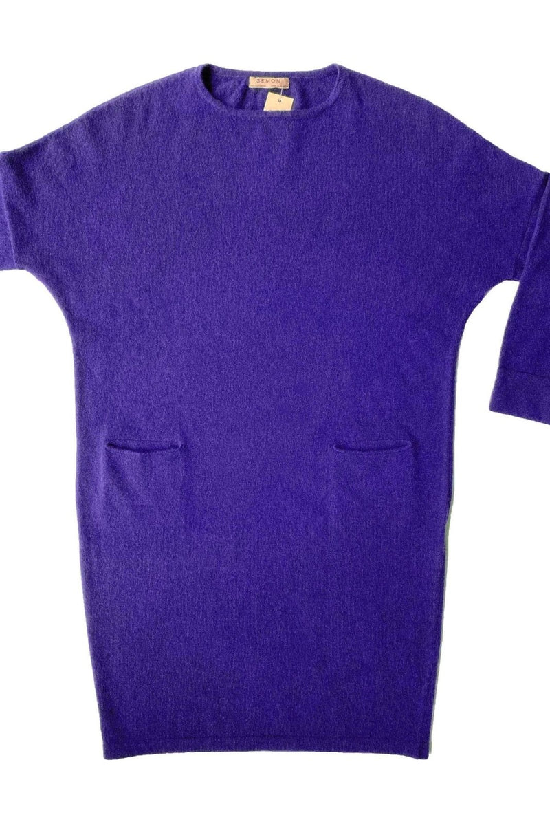 Cashmere drop shoulder dress in purple - SEMON Cashmere