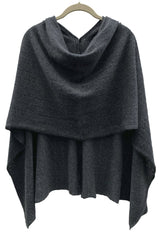 Charcoal grey Lacy Multiway cashmere poncho - SEMON Cashmere
