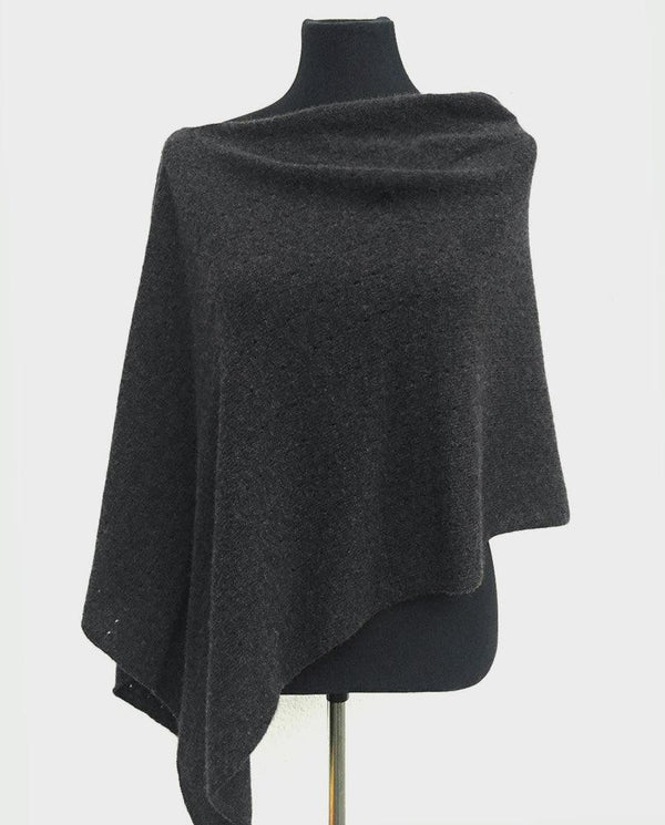 Charcoal grey Lacy Multiway cashmere poncho - SEMON Cashmere