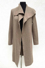 Chunky cashmere cardigan coat in biscuit natural - SEMON Cashmere
