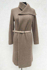 Chunky cashmere cardigan coat in biscuit natural - SEMON Cashmere
