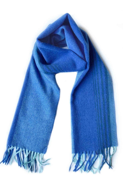 Colour block unisex cashmere scarf in light blue - SEMON Cashmere