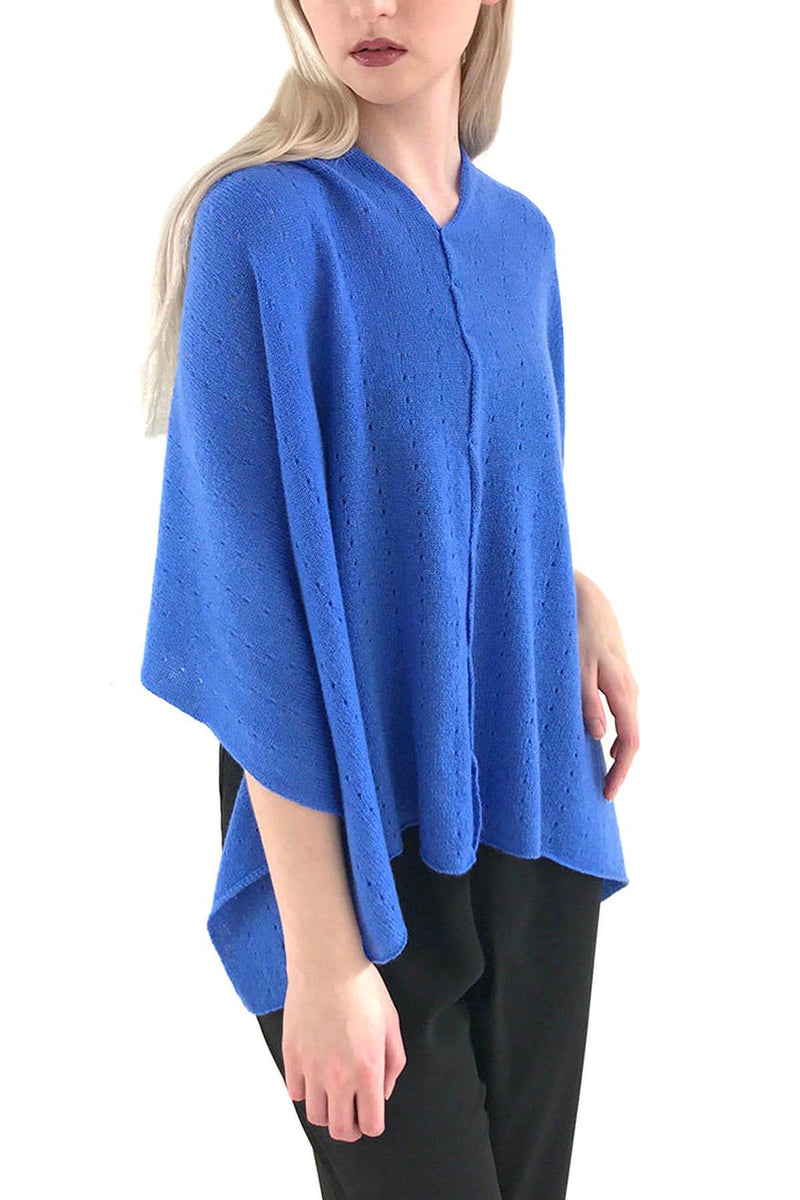 Cornflower blue Lacy Multiway cashmere poncho - SEMON Cashmere