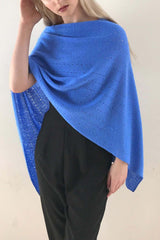 Cornflower blue Lacy Multiway cashmere poncho - SEMON Cashmere