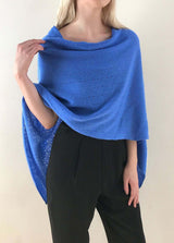 Cornflower blue Lacy Multiway cashmere poncho - SEMON Cashmere