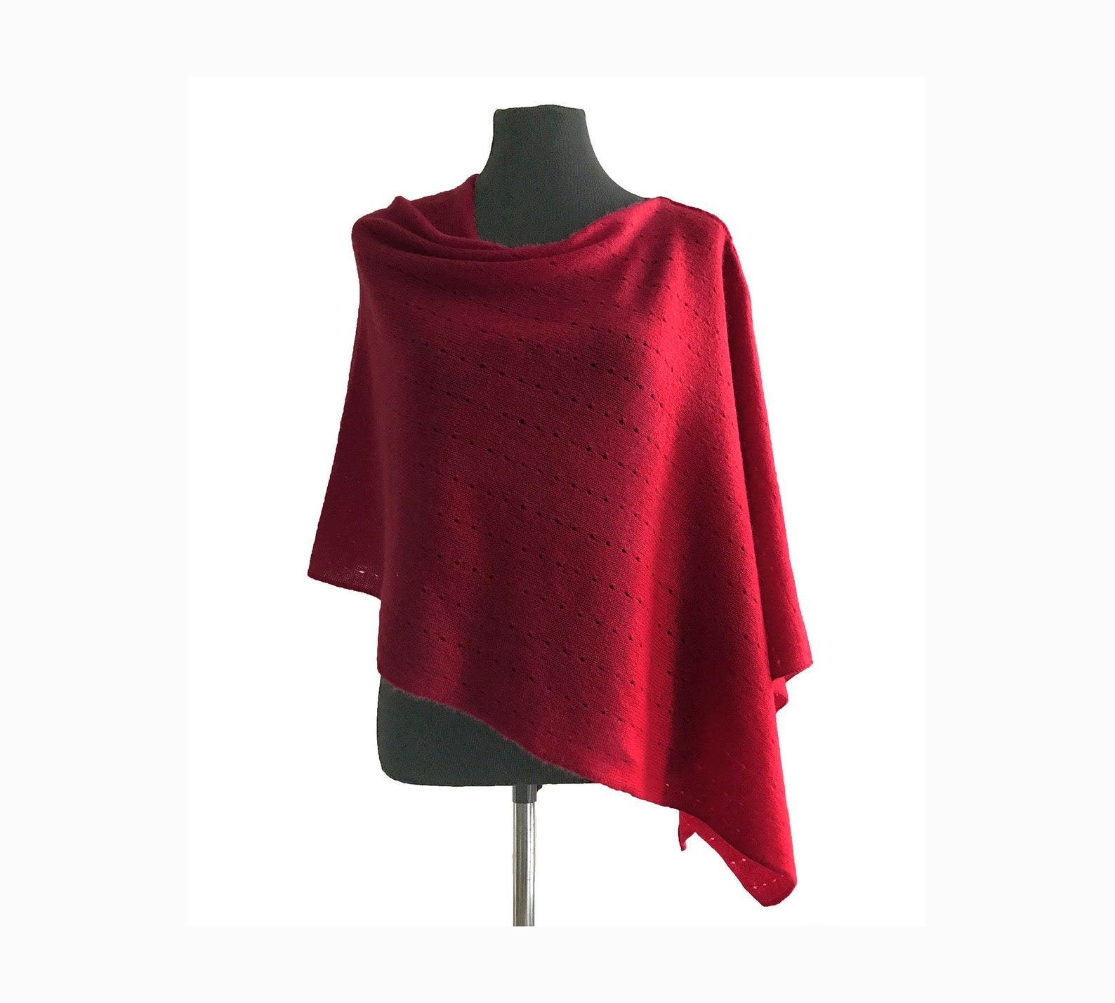 Deep red Lacy Multiway cashmere poncho - SEMON Cashmere