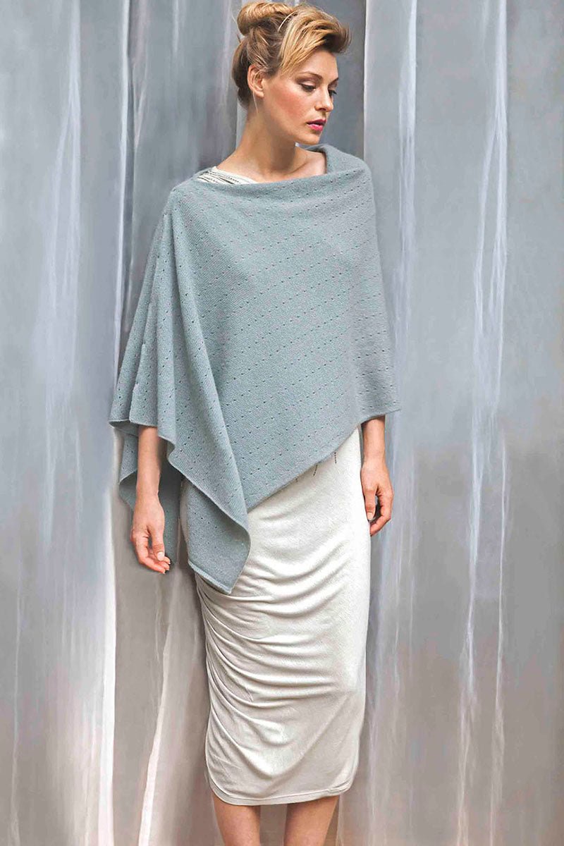 Deep turquoise Lacy Multiway cashmere poncho - SEMON Cashmere