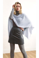 Duck egg Lacy Multiway cashmere poncho - SEMON Cashmere