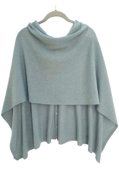 Duck egg Plain Multiway cashmere poncho - SEMON Cashmere