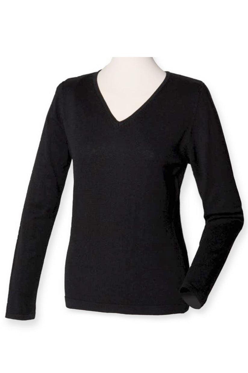 Fitted V-neck sweater in black - SEMON Cashmere