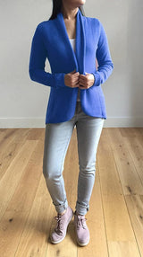 Lacy Cashmere cardigan in Cornflower blue - SEMON Cashmere
