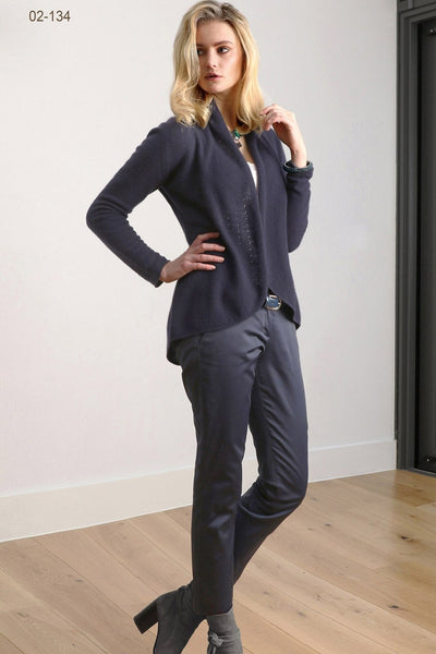 Lacy Cashmere cardigan in Navy - SEMON Cashmere