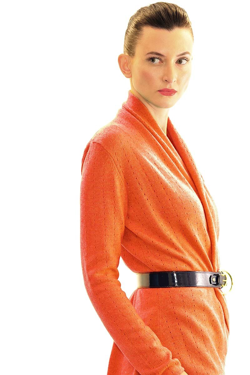 Lacy Cashmere cardigan in Orange - SEMON Cashmere