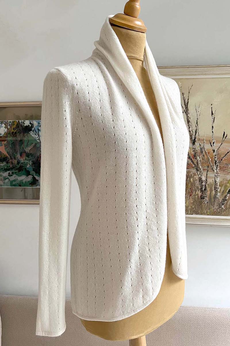 Lacy Cashmere cardigan in White - SEMON Cashmere