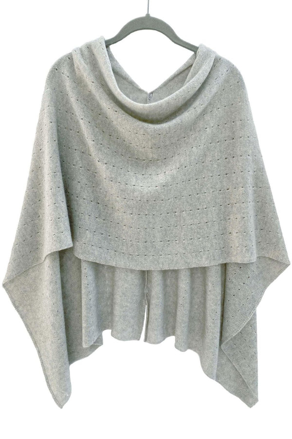 Light grey Lacy Multiway cashmere poncho - SEMON Cashmere