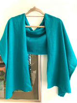 Light weight plain deep turquoise cashmere scarf - SEMON Cashmere