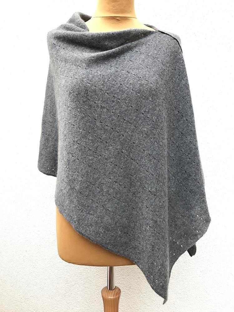 Mid grey Lacy Multiway cashmere poncho - SEMON Cashmere