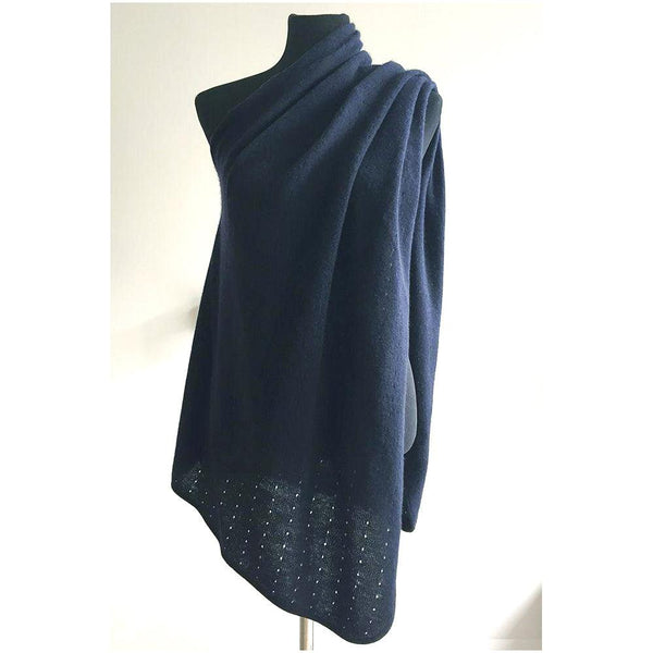 Navy Lacy Multiway cashmere poncho - SEMON Cashmere