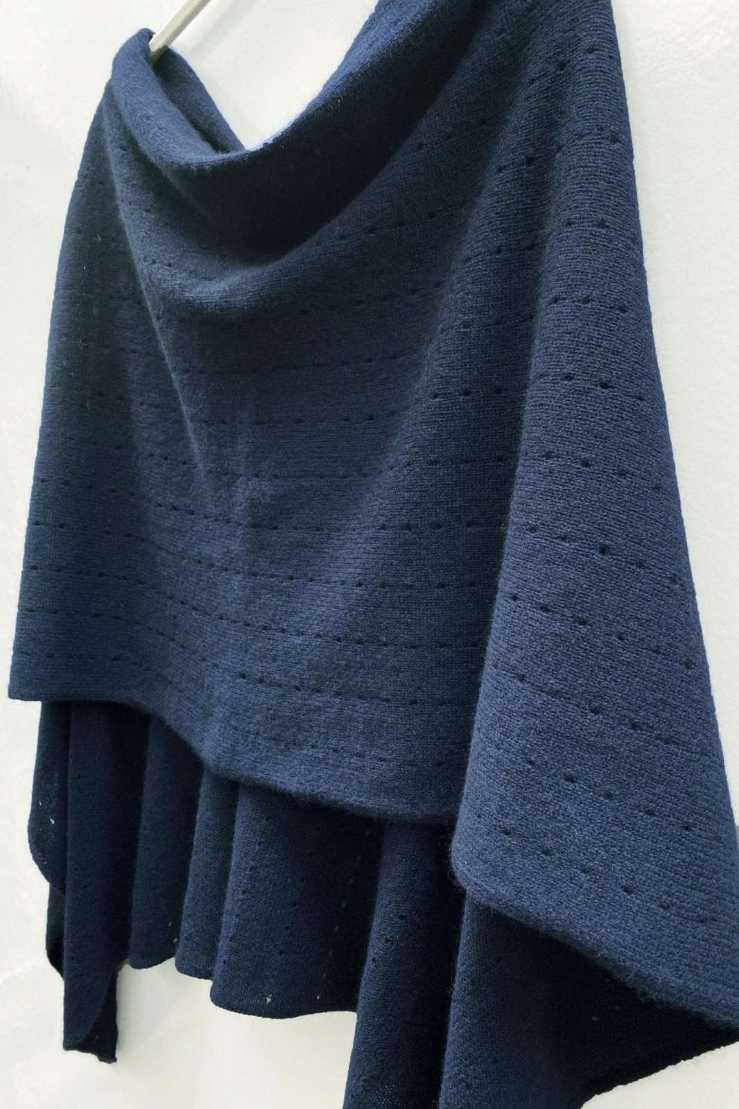 Asymmetrical navy blue and sky blue two-tone poncho - Noa Colour