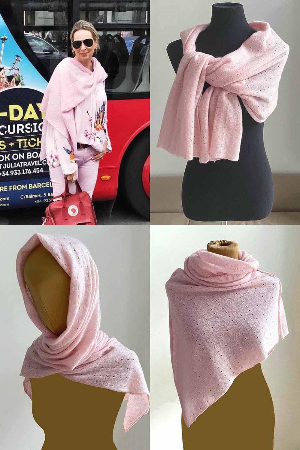 Pink cashmere poncho wrap deals