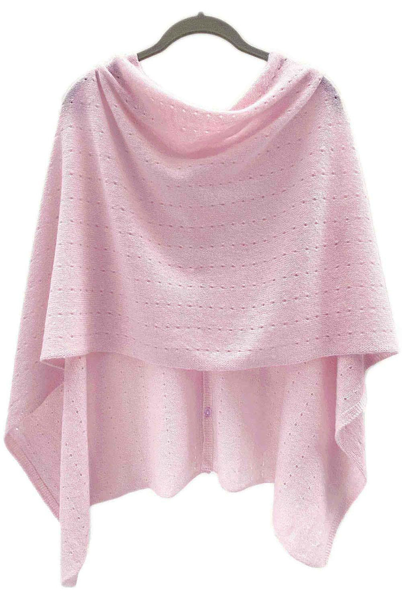 Pale pink Lacy Multiway cashmere poncho - SEMON Cashmere