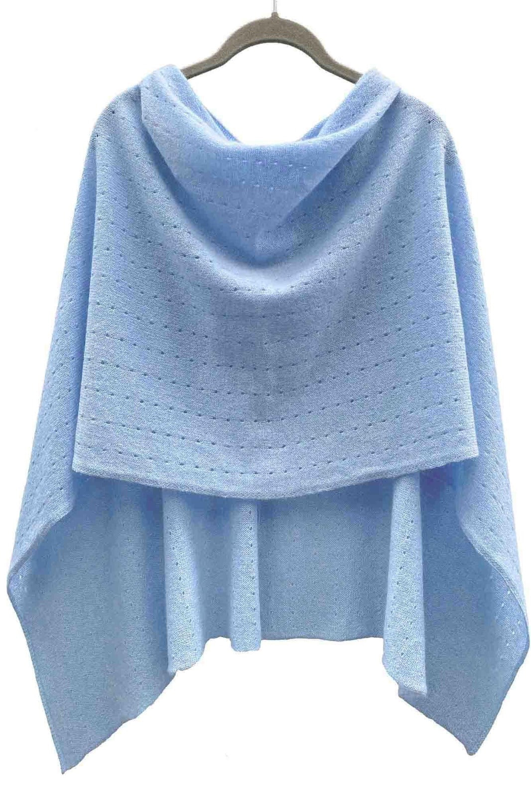 Powder blue Lacy Multiway cashmere poncho - SEMON Cashmere
