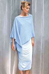 Powder blue Lacy Multiway cashmere poncho - SEMON Cashmere