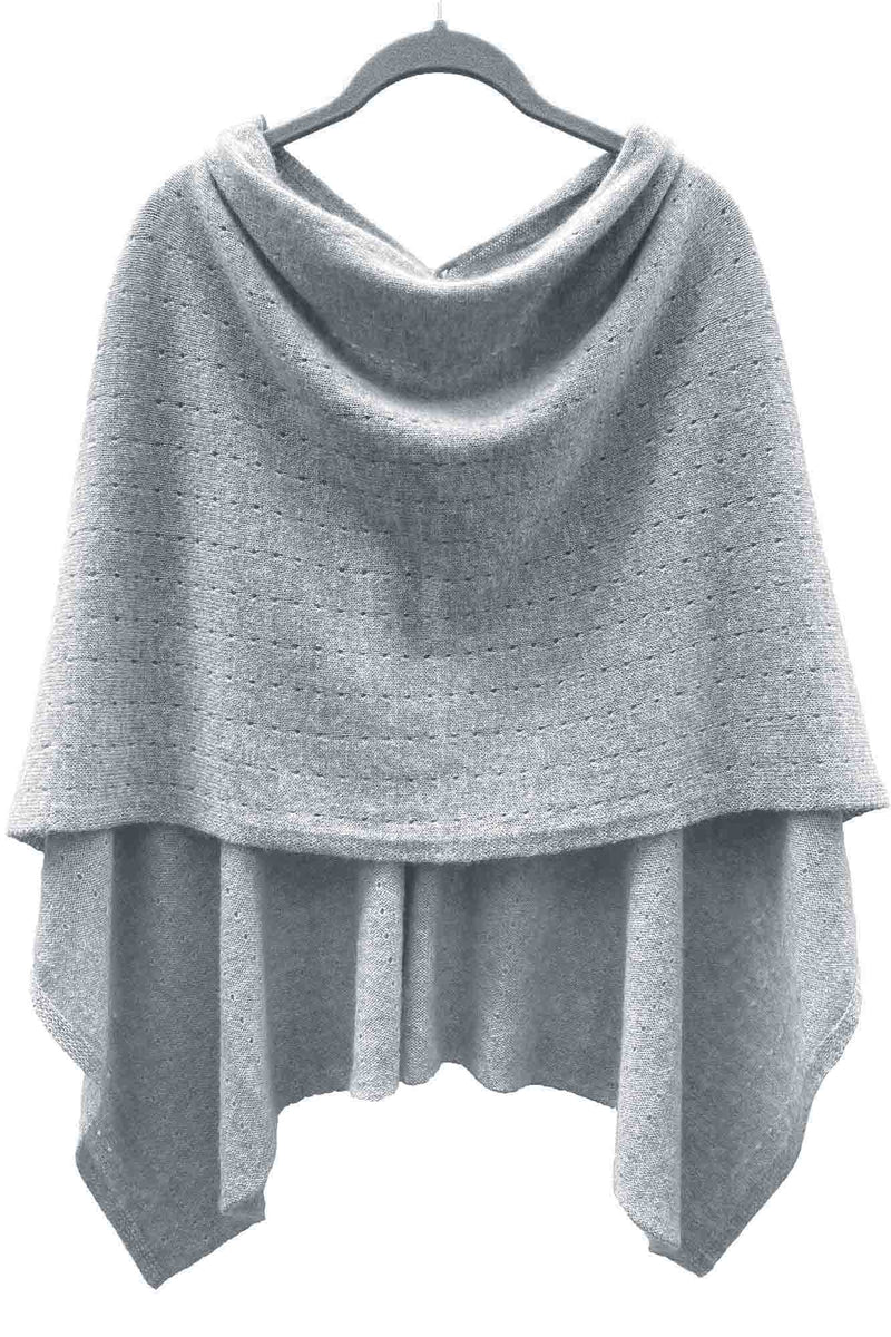 Silver grey cashmere poncho Multiway - SEMON Cashmere