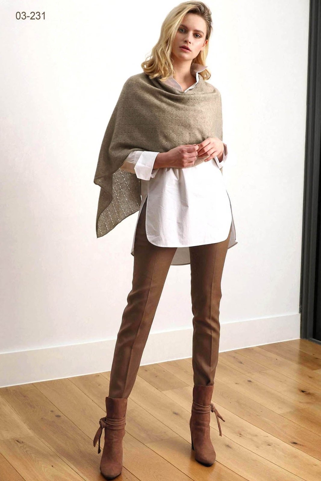 Silver grey cashmere poncho Multiway